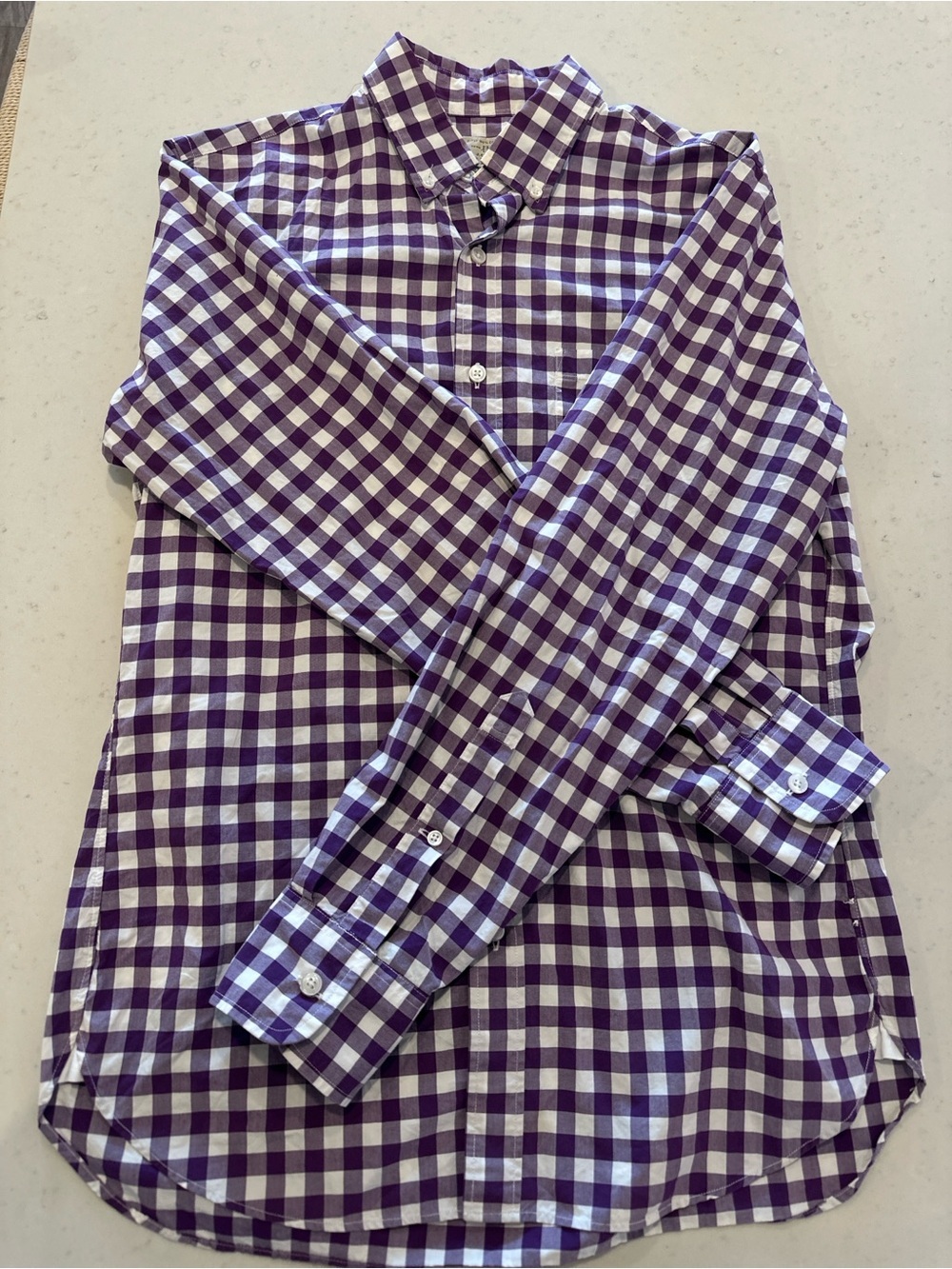 NWOT J. Crew Purple Gingham Long Sleeve Button Down Shirts Small Preppy Golf